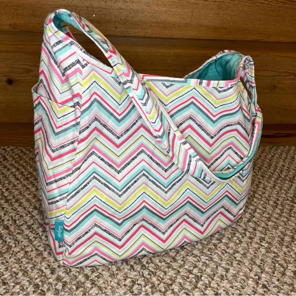 Thirty-one Retired Roundabout Party Punch Reversible Cotton Crossbody Hobo Bag - Picture 7 of 16